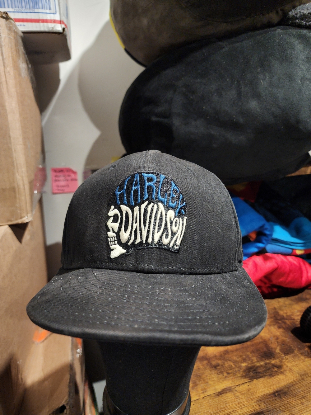 Harley-Davidson Black Cap with Blue and White Skull Patch